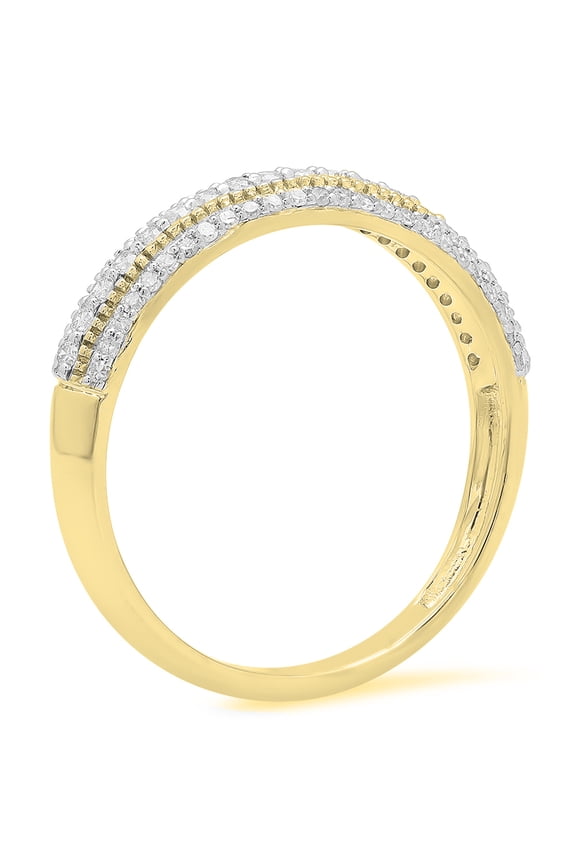 Collection 0.35 Carat (ctw) 10K Round White Diamond Bridal Wedding Stackable Band 1/3 CT, Yellow Gold, Size 8