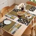 thumbnail image 5 of Black Grey Yellow Placemats Set of 4 Vintage Abstract Art Geometric Place Mats Indoor Wipeable Table Mats Washable Cloth Dining Table Placemats for Kitchen Holiday Party Home Decor 13x19 Inch, 5 of 9