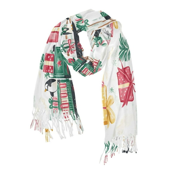 FORMRS Womens Scarf Winter Soft Long Big Warm Shawls Wrap Tassel Scarves, Christmas Train