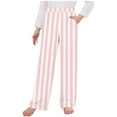 thumbnail image 2 of JSGEK Girls' Striped Wide Leg Pants Loose Fit Elastic Waist Trousers Comfy Summer Beach Pants Pink 4 Years, 2 of 3