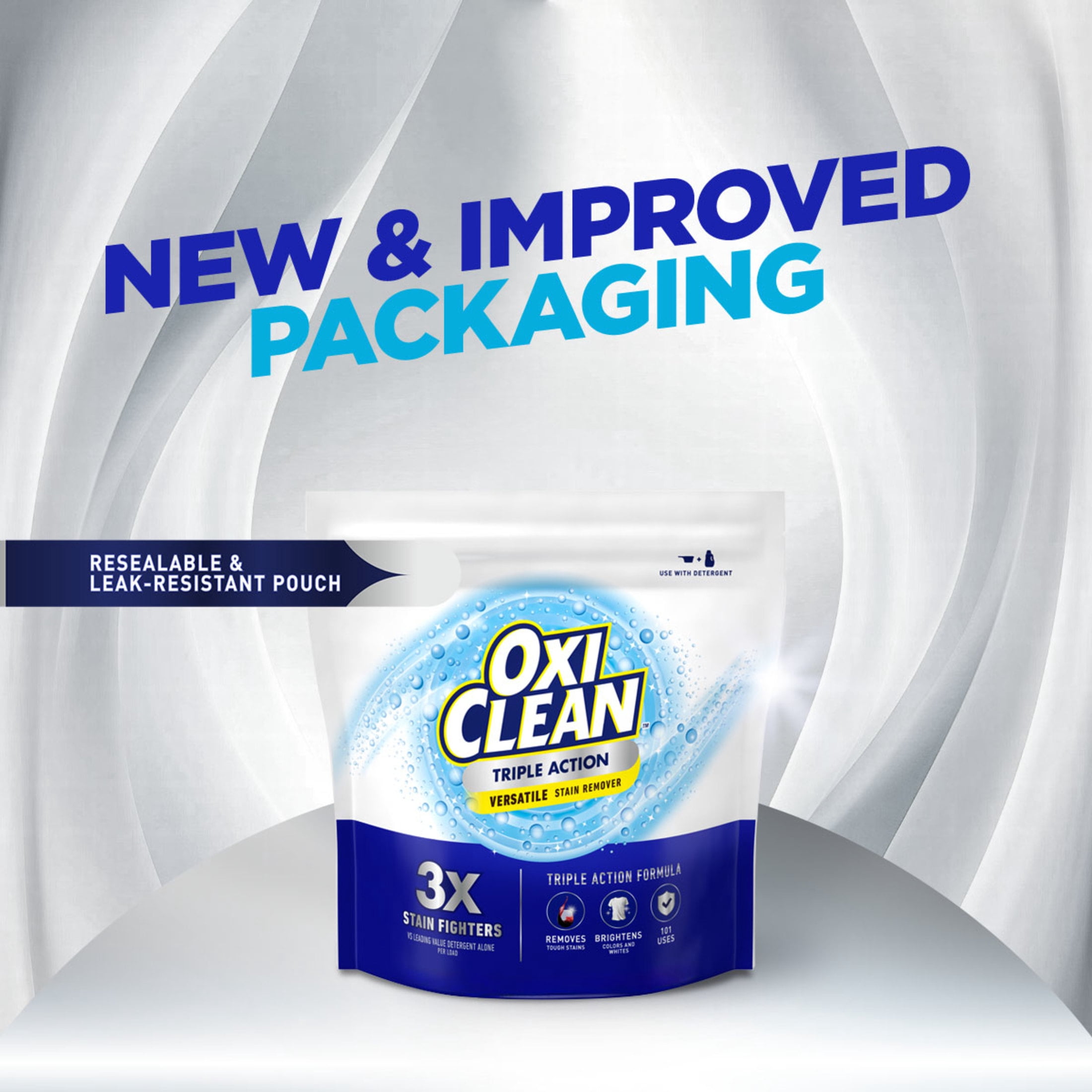 OxiClean Triple Action Versatile Stain Remover Powder, To Use with Detergent, 6.5 lbs