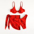 thumbnail image 5 of Women Two Piece Bikini Set with Underwire Top and High Waist Wrap Skirt Swimsuit for Beach Pool Vacation Red L, 5 of 6