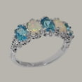 thumbnail image 3 of LBG British Made 10k White Gold Natural Blue Topaz & Opal Womens Eternity Ring - 33 size options - Size 11.25, 3 of 8
