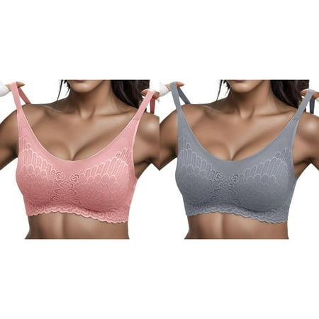 (2-Pack) Kcodviy Woman Lace Thin Underwear Bras Bulk Female Transparent Bras for Strapless Bra Women Lace Women S Bras Bralette for Ladies