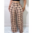 thumbnail image 2 of LovelyWholesale High Waist Plaid Print Wide Leg Women's Plus Pants, 2 of 5