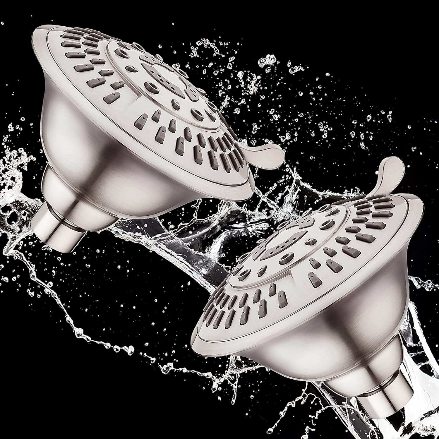 Bright Showers Bathroom High Pressure 5 Spray Setting Fixed Rain Shower Head - Brushed Nickel