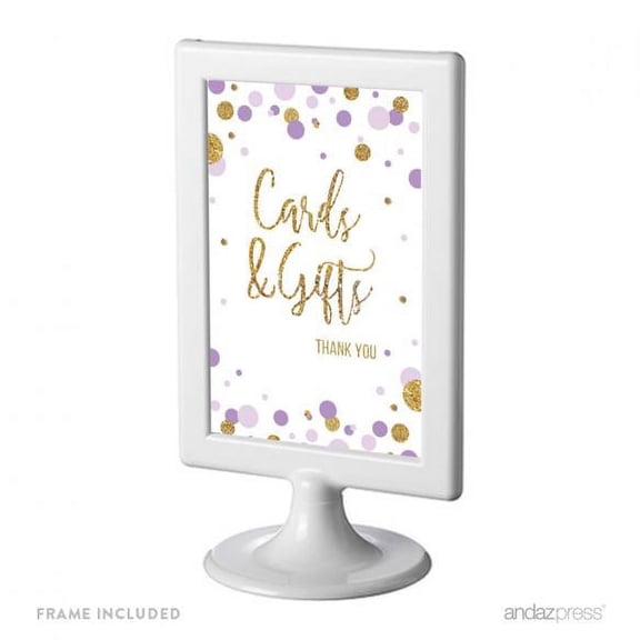 Cards & Gifts Thank You  Lavender Gold Glitter Baby Shower Framed Party Signs