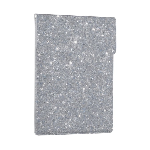 Pobuds Leather Laptop Sleeve, Padded Case, Thin Portable, Versatile Bag - Compatible with most 13 inch laptops for MacBook Pro 13 inch 2016 or later, MacBook Air 13,14 - Vertical, silver glitter