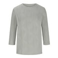 thumbnail image 6 of LYEAA Fashion Tops for Women Trendy Crew Neck 3/4 Sleeve T-shirt Solid Tees Loose Soft Comfortable Blouse Dressy Casual Breathable Clothing Fall Outfits 2024 Gray M, 6 of 6