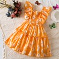 thumbnail image 5 of Coerni Kids Girls Summer Dress Ruffled Shoulder Sundress Butterfly Sleeve Tank Dresses A Line Sundress Toddler Floral Dress, 5 of 5