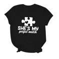 thumbnail image 5 of Chandails à Col Rond pour Couples Assortis, T-Shirt Décontracté de la Saint-Valentin à Manches Courtes, Blouse Ample à Imprimé de Lettres, T-Shirt Confortable et Doux, Tenue de Vacances pour Mari et Femme, Vêtements, Noir, TG, 5 of 5