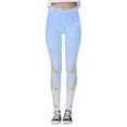 thumbnail image 2 of Gibobby Leggings con forro polar Leggings de yoga ajustados con estampado navideño degradado para mujer Five (Aqua, S), 2 of 5