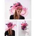 thumbnail image 4 of Yoyauz Women Sun Hat with Mesh Flower Decoration Wide Brim Hat Occasion Event Organza Fancy Church Dress Hat, 4 of 5
