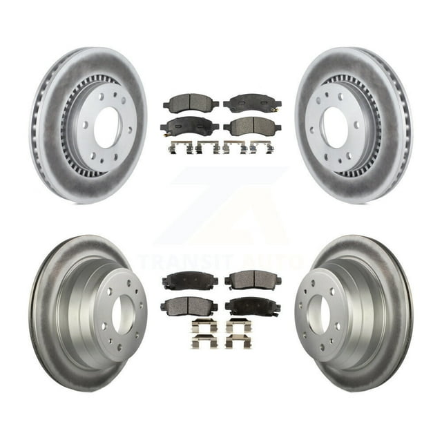 Transit Auto Front Rear Coated Disc Brake Rotors and Semi-Metallic Pads Kit for Car Chevrolet Trailblazer GMC Envoy Buick Rainier Isuzu Ascender KGF-100596