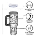 thumbnail image 4 of OBREWU Black and White Mushroom Tumbler with Handle and Lid,Black and White Mushroom 40oz Double Wall Vacuum Insulated Tumbler,Cups Gift for Women and Men, 4 of 7