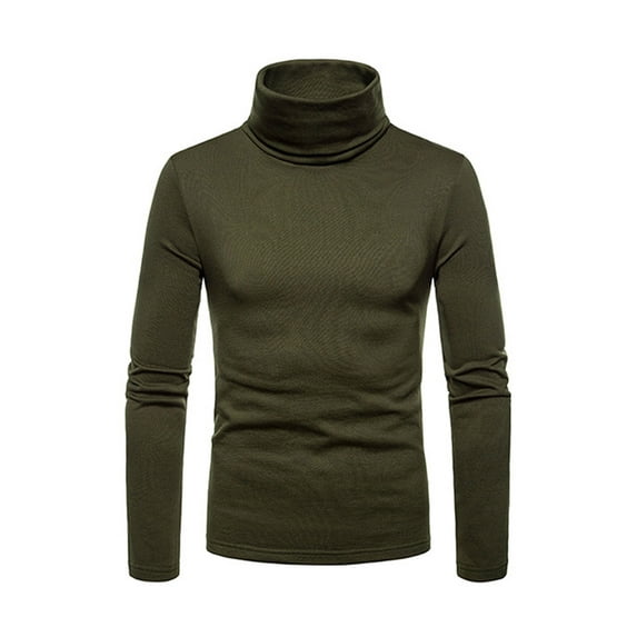 Men Thermal High Collar Turtleneck Slim Fit Pullover Long Sleeve Ribbed Knit Sweater Stretch Basic Shirts Tops