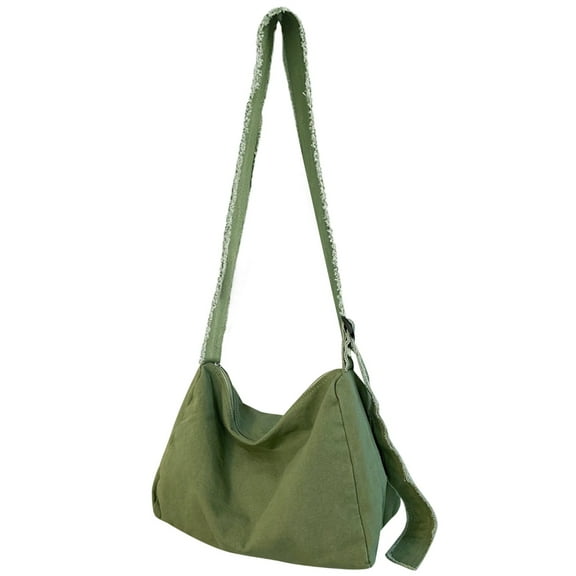 Grunge Crossbody Bag, Green Canvas Single Shoulder Bag, Vintage Green Design, Large Capacity, Versatile for Office and Trav