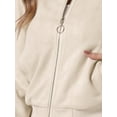 thumbnail image 5 of INSPIRE CHIC Women's Jacket Faux Suede Cropped Coat Stand Collar Zip Up Biker Moto Bomber Jackets S Beige, 5 of 6