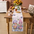 thumbnail image 2 of Blue Purple Gnomes Table Runner - 70 Inch Long Spring Hydrangea Flower Leaf Pink Plaid Cotton and Linen Blended Dress Scarves Farmhouse Table Runner for Kitchen Dining, Coffee Table, 13" x 70", 2 of 8