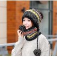thumbnail image 2 of Conjunto de gorro y bufanda de punto para mujer, gorro de invierno cálido y grueso con pompón de ganchillo y dobladillo para exteriores., 2 of 5