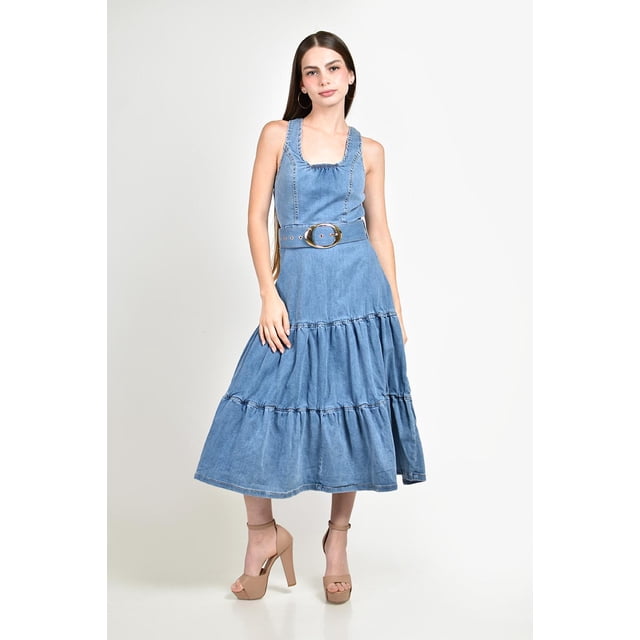 Vestido denim con cinto Roman Fashion /Juvenil, 41548 (Azul medio) azul M