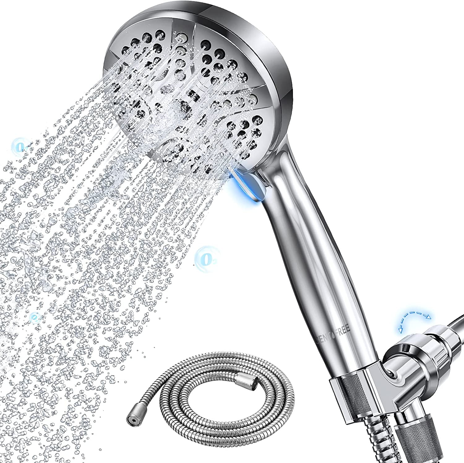 Shower head High Pressure, 4.3”6 Settings Handheld Shower Head with Stainless Steel Hose 71 Inch