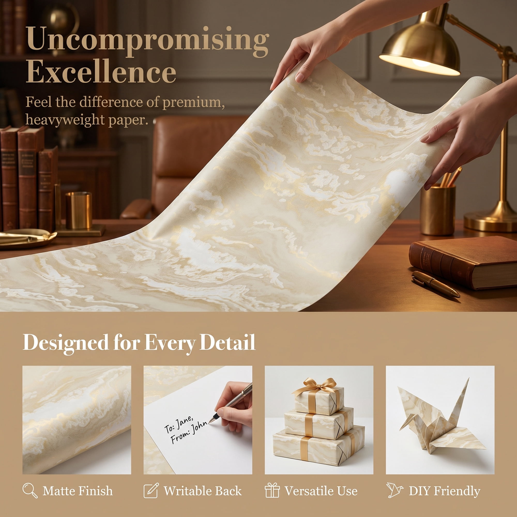 Unique Bargains Flowing Cloud Pattern Gift Wrapping Paper for Occasions Beige 27.6"x 19.7"
