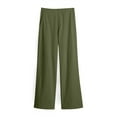 thumbnail image 6 of Womens Casual Sports Corduroy Pants Solid Color Partial Elastic Waist Wide-Leg Side Pockets Soft Comfy Fabric Daily Office Weekend Fall Winter Fashion Ladies Outfit Army Green XL, 6 of 8