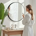thumbnail image 6 of JIOABL 28 Inch Round Mirror, Metal Frame Wall Mirror for Entryway, Bathroom, Vanity, Living Room, Modern Circular Mirro, Black, 6 of 7