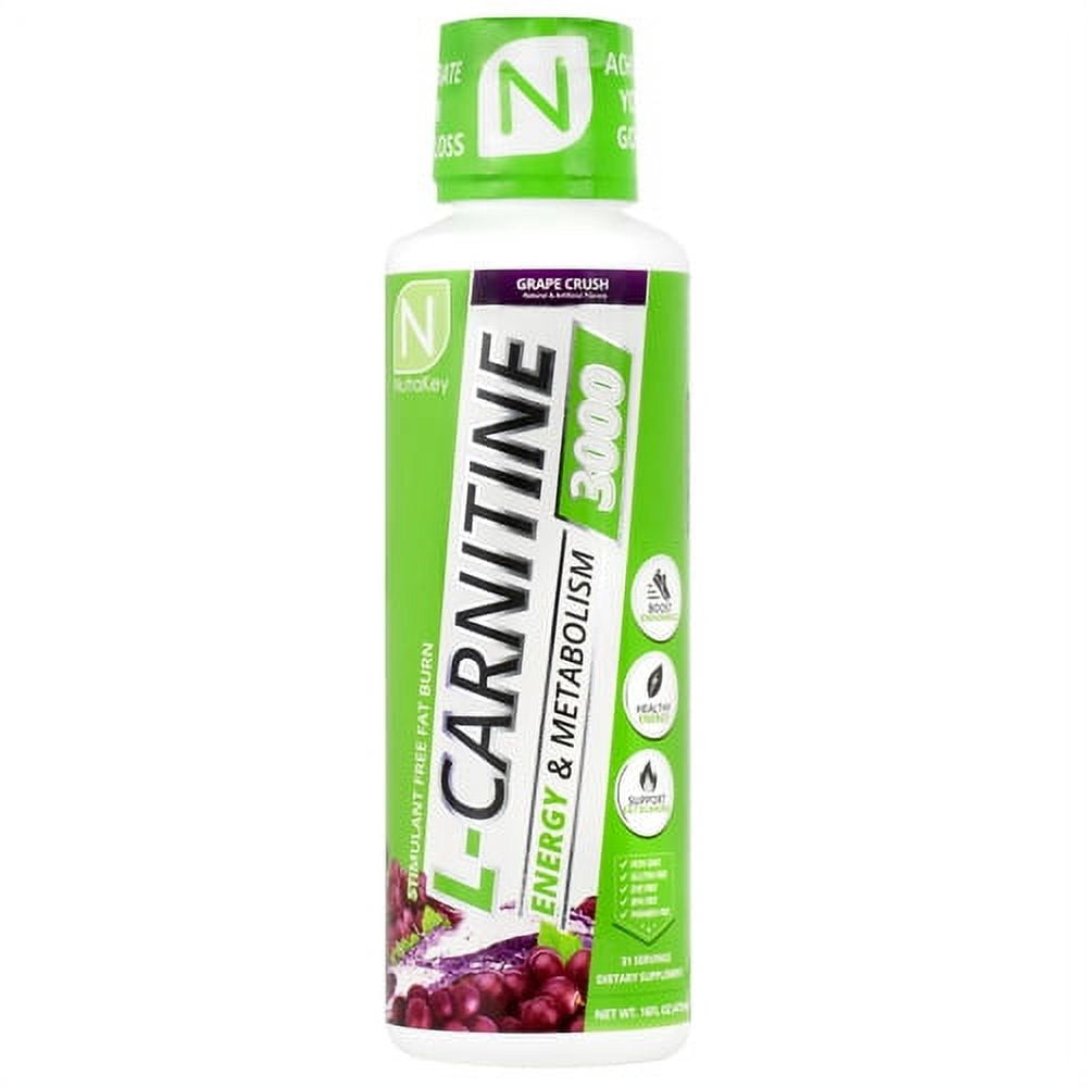 Nutrakey L-Carnitine 3000 Grape Crush - Gluten Free, Acetyl L-Carnitine Liquid Nutrakey L-Carnitine 3000 Grape Crush - Gluten Free, Acetyl L-Carnitine Liquid
