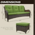 thumbnail image 3 of Meetleisure 3-Piece Wicker Outdoor Patio Sofa And Ottoman, Green, 3 of 6