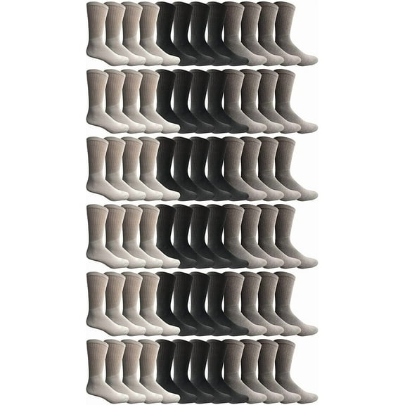 Yacht & Smith Mens & Womens Wholesale Bulk Sports Crew, Athletic Case Pack Socks, by SOCKS'NBULK (120 Pairs Gray, Womens 9-11 (Shoe size 5-10))