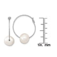 thumbnail image 3 of Primal Silver Sterling Silver Rhodium-plated 8-9mm Round Freshwater Cultured Pearl Hoop Earrings, 3 of 5