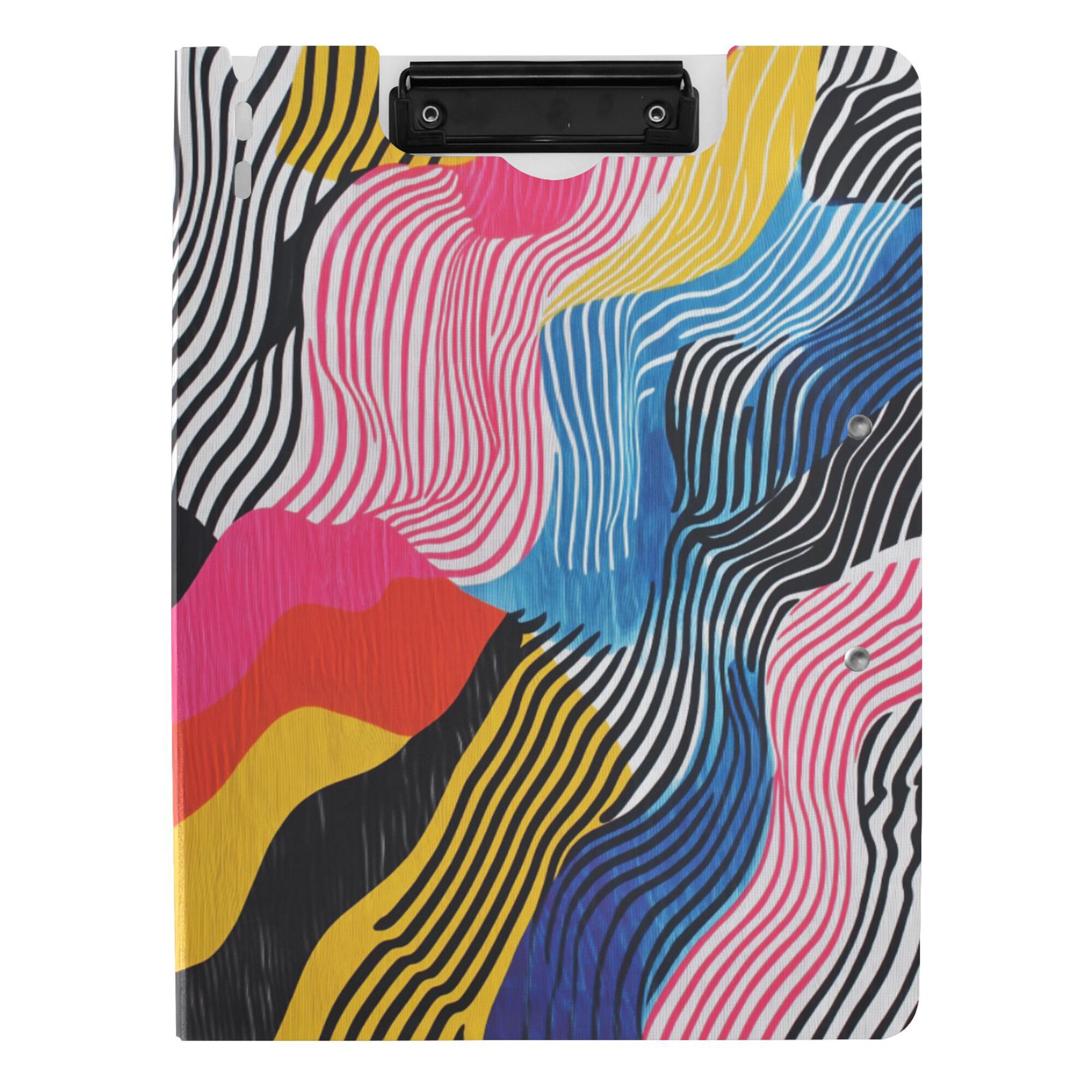 FORMRS A4 Clipboard Folder with Pen Holder Horizontal Foldable School Office Binder, Stripes Pattern