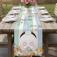 thumbnail image 4 of Easter Table Runner 72 Inches, Spring Watercolor Bunny Eggs Wood Grain Teal Blue Bed Runner Dresser Scarves Tabletop for Indoor Outdoor Parties/Ceremony/Banquet, 18" x 72", 4 of 8