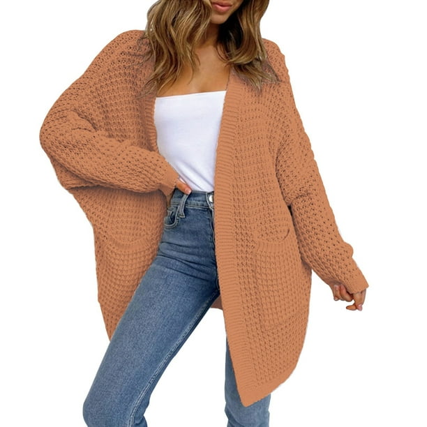 Long Sweaters for Women Cardigan Open Front Long Sleeve Plus Size Chunky  Cable Knit Duster Cardigans with Pockets Winter Coat