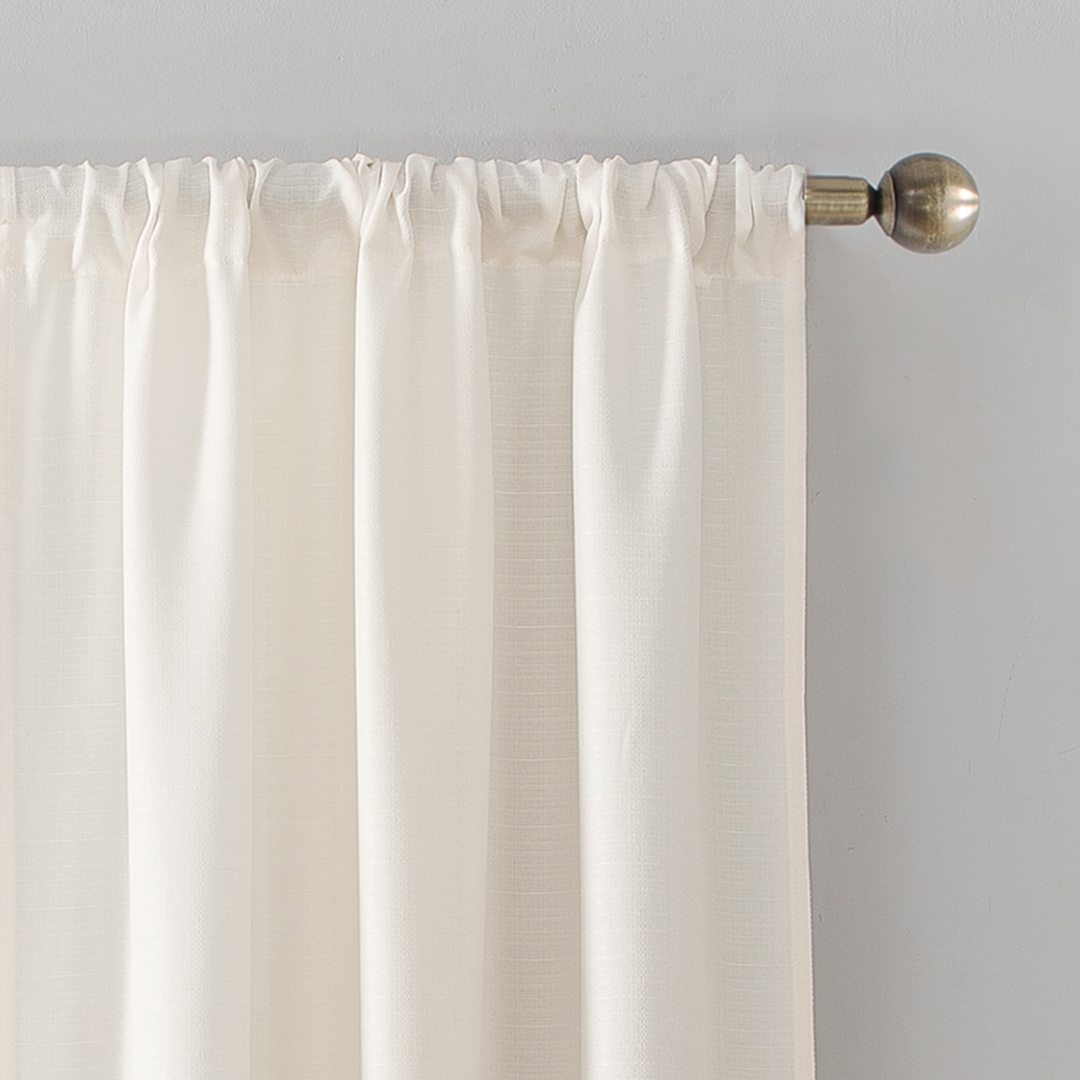 Mainstays Lauren Semi-Sheer Textured Solid Rod Pocket Curtain Single Panel, Cream, 38 in x 95 in