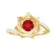 thumbnail image 4 of Rosec Jewels Lab Grown Ruby Flower Engagement Ring with Diamond - Bypass Ring for Women - AAAA Quality - with Jewelry Box, 14K Yellow Gold, US 9.50, 4 of 8