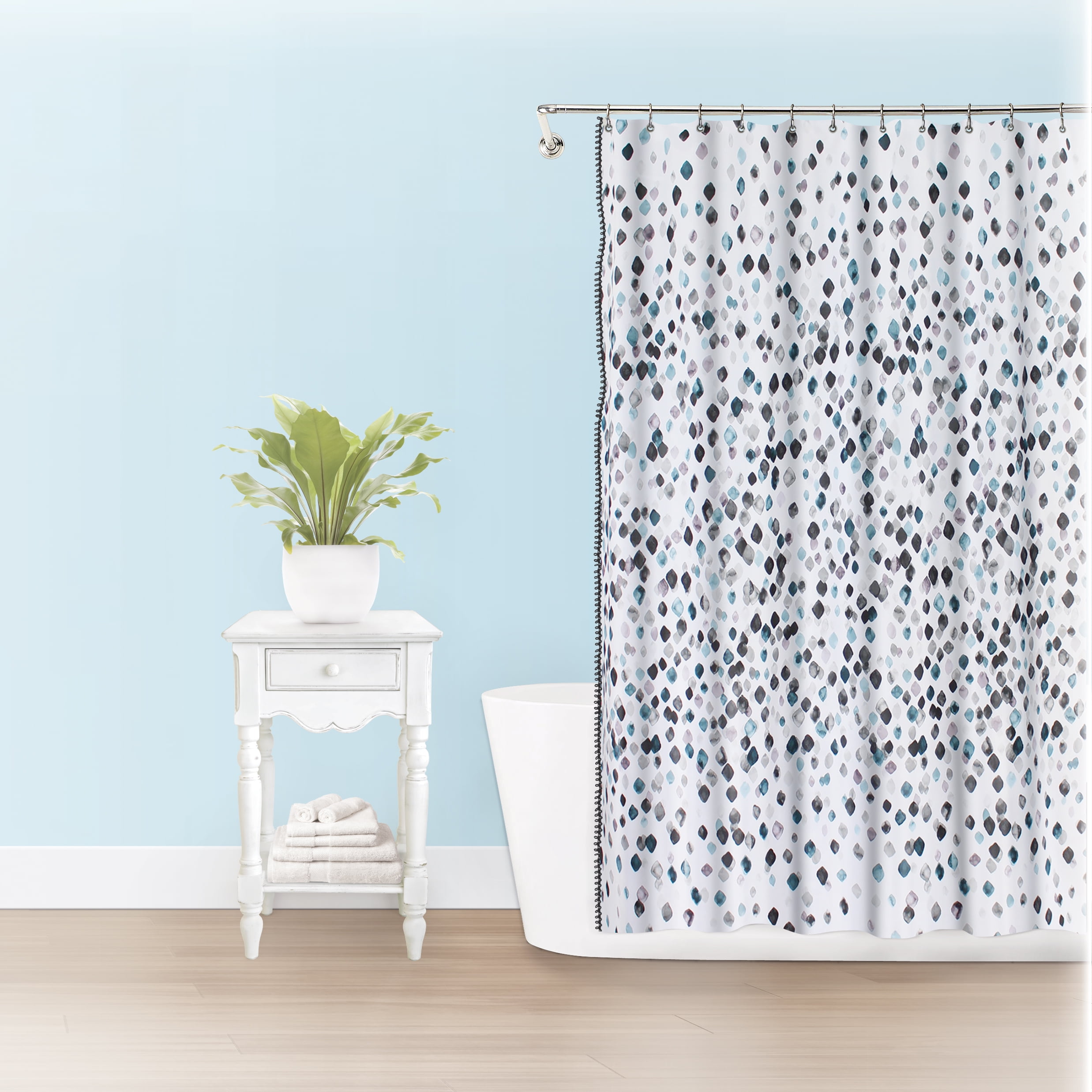 70 x 72 Splash Home Akita Polyester Fabric Shower Curtain Black