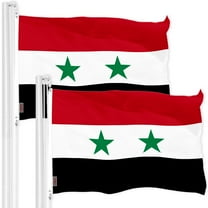 G128 2 Pack: Syria Syrian Flag | 3x5 Ft | LiteWeave Pro Series Printed 150D Polyester | Country Flag, Indoor/Outdoor, Vibrant Colors, Brass Grommets, Thicker and More Durable Than 100D 75D Polyester