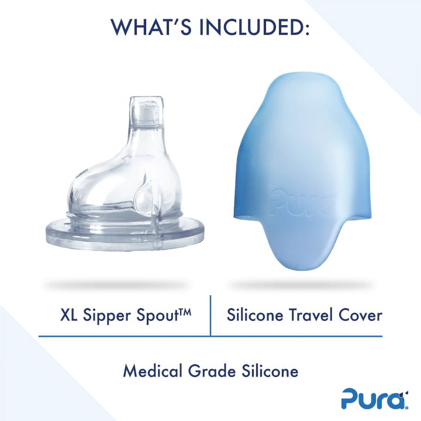 Pura Kiki 11 oz / 325 ml Stainless Steel Sippy Cup with Silicone XL Sipper Spout & Sleeve, Aqua Swirl (Plastic Free, NonToxic Certified, BPA Free)