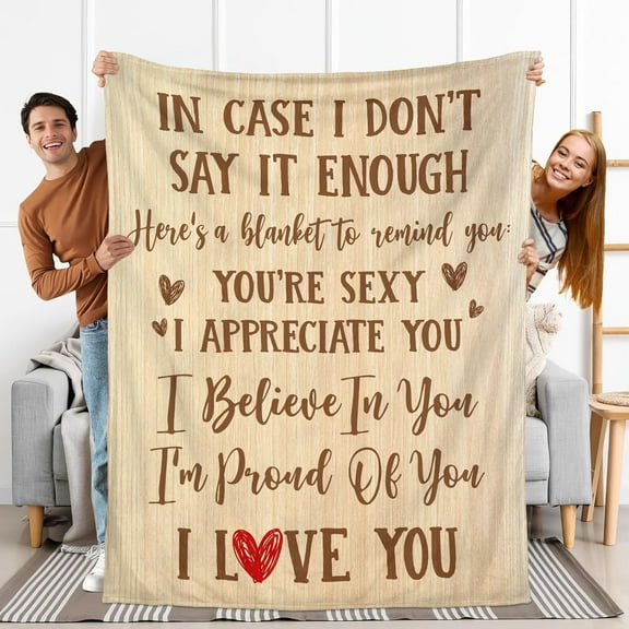 Anniversary Wedding Gifts for Him Her - in Case Soft Fleece Throw Blanket - Birthday Gifts for Couple Men Women Girlfriend Boyfriend Wife Husband, I Love You Blanket