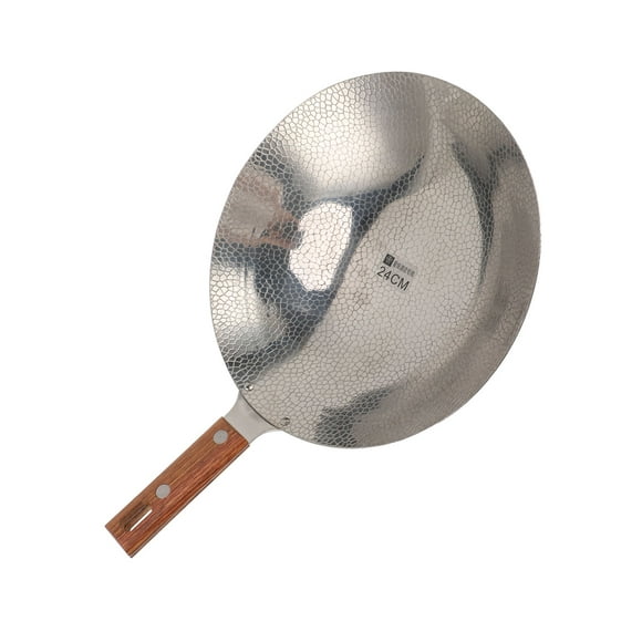 Stainless Steel Wok,Non Stick Wok Pan Deep Stir Fry Pan with Induction Base Frying Pan with Wood Handle Non Induction Wooden Handle Flat Base Pan for Electric Induction