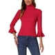 thumbnail image 1 of Suéter de punto delgado con cuello tortuga y mangas acampanadas 3/4 para mujer INSPIRE CHIC XS Rojo Profundo, 1 of 5