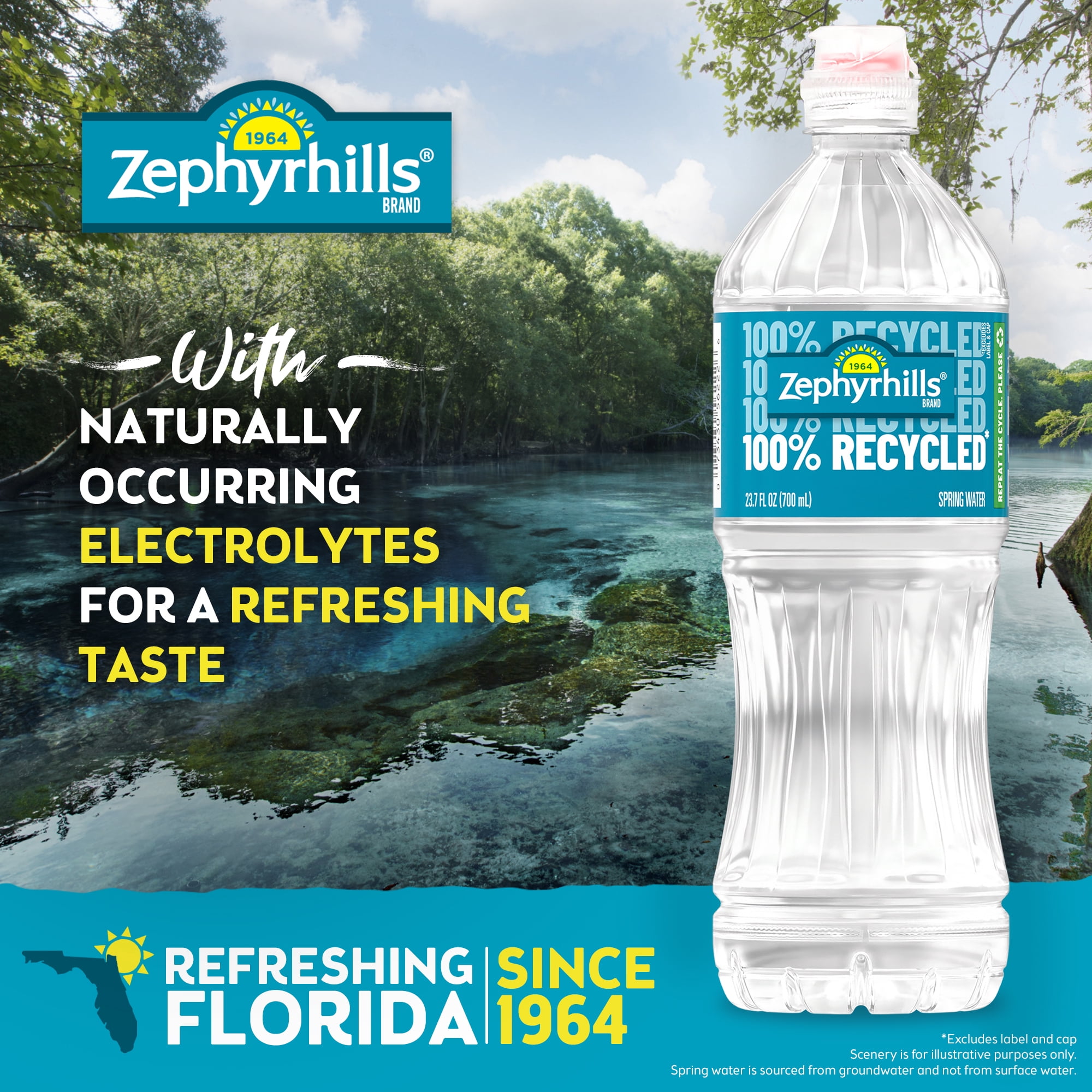 Zephyrhills Florida Spring Water, Sport Cap, 23.7 fl oz, 6-Pack Plastic Bottles