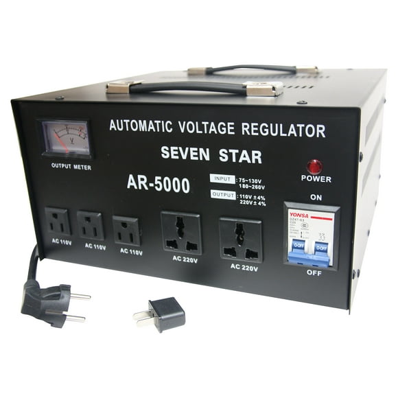 SEVENSTAR AR 5000W Régulateur/stabilisateur de Tension Robuste avec Transformateur de Tension Intégré