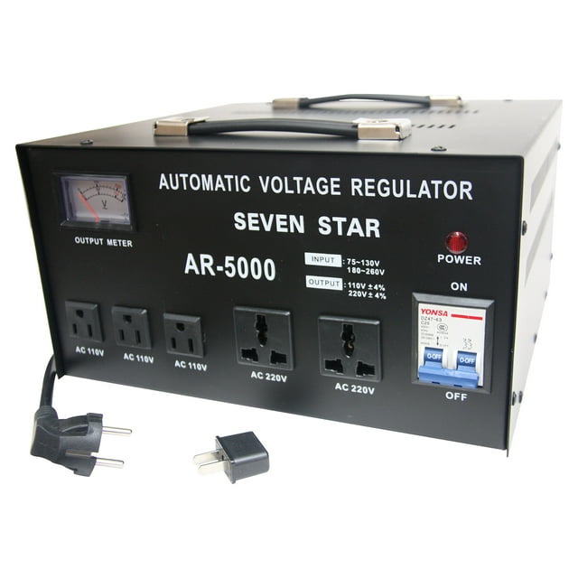 SEVENSTAR AR 5000W Régulateur/stabilisateur de Tension Robuste avec Transformateur de Tension Intégré