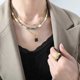 thumbnail image 4 of Marka Fashion Stainless Steel Necklace for Women Black Acrylic Pendant Girls Gold plated Chain Gothic Jewelry, 4 of 5