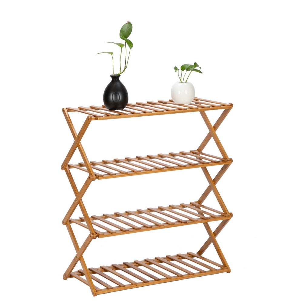 Kepooman 4-layer Foldable Flower Shelf/Plant Shelf/Wood Shelf, Multi-purpose Storage Shelf/Book Shelf, Garden Yard Terrace Balcony Bedroom, Natural Kepooman 4-layer Foldable Flower Shelf/Plant Shelf/Wood Shelf, Multi-purpose Storage Shelf/Book Shelf, Garden Yard Terrace Balcony Bedroom, Natural