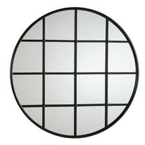 Black Round Pane Mirror